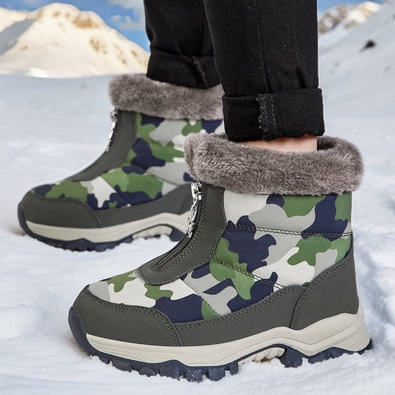 Snow Boots,Kids Winter Shoes Outdoor School for Children Warm Snow Boots for Boys Girls,Girl Boots,01 Army Green,13