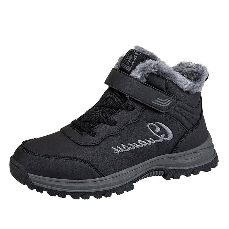 Snow Boots for Men Solid Color Winter Large Size Cotton Shoes Non Slip Warm Walking Shoes Thick Plush Outdoor Thermal s Mens Hiking Boots Botas Para