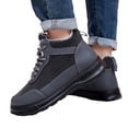 thumbnail image 1 of Snow Boots for Men Trendy Splice Leather Warm Furry Lined Thick Soft Sole Lace up Winter Flat Walking Shoes Cold Weather Outdoor Sneakers Gray Size 9.5, 1 of 7