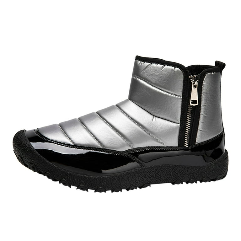 Snow Boots Men s Winter Fashion Down Fabric Splashproof Double Zipper Snow Boots Plus Thickened Warm Outdoor Casual Boots Insulated Walking Shoes for Men Lightweight Rubber Boots for Men Size 11 Mens