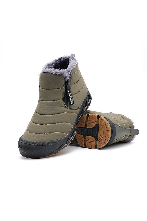 Snow Boots Mens Waterproof Winter Boots Fur Lined Warm Ankle Boots Zipper Closure Slip on Outdoor Boot Comfortable Walking Shoes