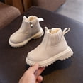 thumbnail image 1 of Snow Boots, Non Slip Shoes, Girls Ankle Boots Kids Chelsea Booties Side Zipper Comfortable Slip On Lug Sole Low Heel Fall Boot Fur Lined Warm Winter Shoes for Toddler Little Kid, White US-13C/EU-29, 1 of 5