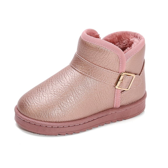 Snow Boots Winter New Model Solid Color Leather Waterproof Thickened Warm Thermal Insulated Anti-Slip Boots for Wet Conditions