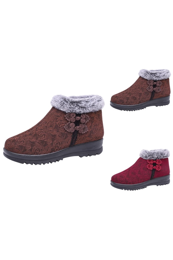 Snow Boots Women, Hook-&-Loop Toe Plus Warm Round Sport Women’S Snow Boots Couples Style for Outdoor