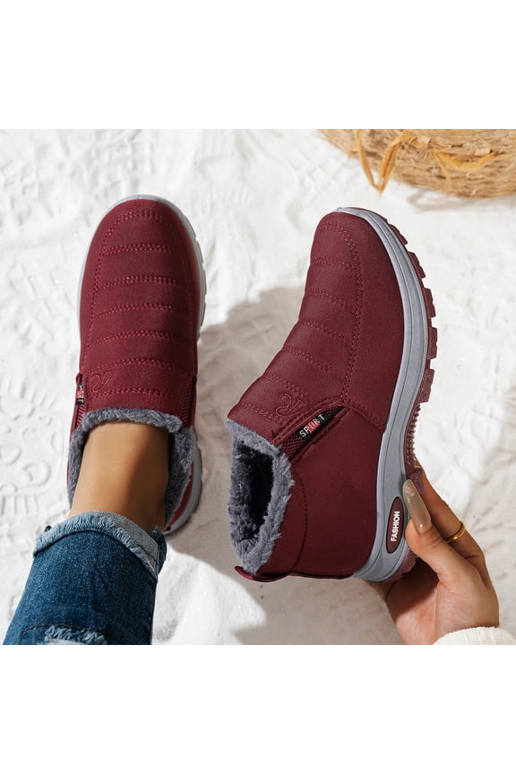 Snow Boots for Women Winter Warm Sheepskin-lined Waterproof Non Slip Orthopedic Shoes Ankle Sneakers with Arch Support Outdoor Slip on Barefoot Shoes Lightweight Thermal Soft Walking Booties