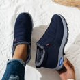 thumbnail image 1 of Snow Boots for Women Winter Warm Sheepskin-lined Waterproof Non Slip Orthopedic Shoes Ankle Sneakers with Arch Support Outdoor Slip on Barefoot Shoes Lightweight Thermal Soft Walking Booties Blue, 1 of 5