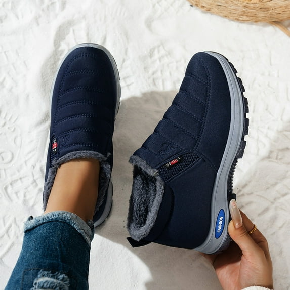 Snow Boots for Women Winter Warm Sheepskin-lined Waterproof Non Slip Orthopedic Shoes Ankle Sneakers with Arch Support Outdoor Slip on Barefoot Shoes Lightweight Thermal Soft Walking Booties