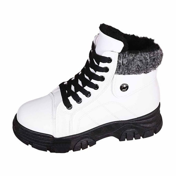 Snow Boots for Women,Women Insulated Winter Boots Lace Up Outdoor Comfort Traction Durable Sole Warm Cold Weather Footwear,Winter Boots for Women,White,5.5