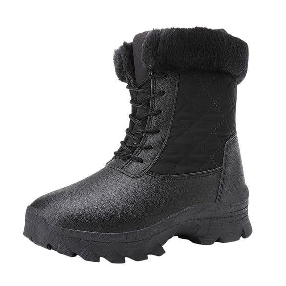 Snow Boots for Women,Women Insulated Winter Boots Thermal Lined Outdoor Cold Weather Comfort Footwear With Heel for Hiking,Winter Boots for Women,Black,5.5