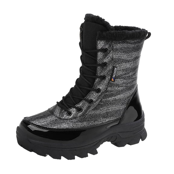 Snow Boots for Women,Women Insulated Winter Boots With Thick Sole for Outdoor Hiking Traction Comfort Cold Weather Durable Design,Winter Boots for Women,Black,8.5