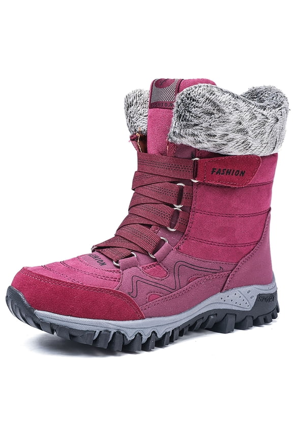 Snow Boots for Women,Women Winter Thermal Boots Fashionable Lace Up Design Comfortable Footwear Durable Outsole for Cold Weather And Traction,Winter Boots for Women,Hot Pink,7