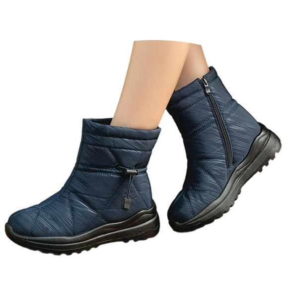 Snow Boots for Women,Women's Insulated Winter Mid Calf Boots Flat Heel Comfortable Warm Boots for Cold Weather Outdoor Activities,Winter Boots for Women,Blue,8.5