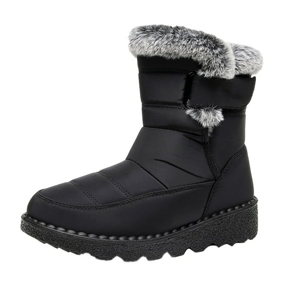 Snow Boots for Women,Women's Winter Boots Flat Hook Loop Closure Comfortable Mid Calf Warm Thermal Boots for Cold Weather,Winter Boots for Women,Black,9