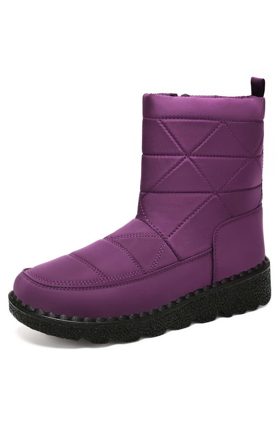 Snow Boots for Women,Women's Winter Mid Calf Boots Insulated Cold Weather Footwear With Traction Outsole for Outdoor Activities,Winter Boots for Women,Purple,6