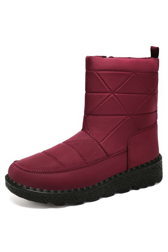 Snow Boots for Women,Women's Winter Mid Calf Boots Insulated Cold Weather Footwear With Traction Outsole for Outdoor Activities,Winter Boots for Women,Red,6