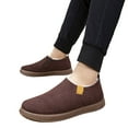 thumbnail image 1 of Snow Boots for Men Casual Suede Round Toe Furry Lined Slip on Booties Low Top Soft Sole Lightweight Warm Winter Walking Shoes Brown Size 9, 1 of 7