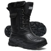 Snow Boots for Men Outdoor Mid-Calf Winter Warm Snow Shoes with Detachable Insert Liner