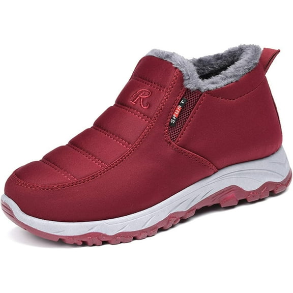 Snow Boots for Men Women Warm Plush Slip-On Ankle Boots Flat Anti-Slip Fashion Casual Boots for Daily Shoe For Boys