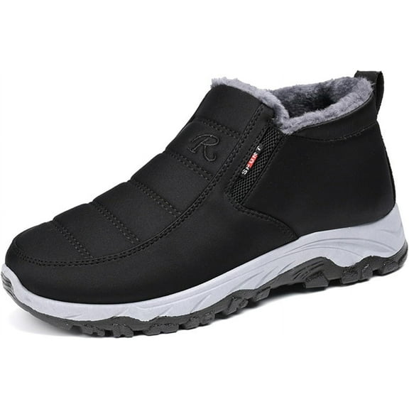 Snow Boots for Men Women Warm Plush Slip-On Ankle Boots Flat Anti-Slip Fashion Casual Boots for Daily Shoe For Boys