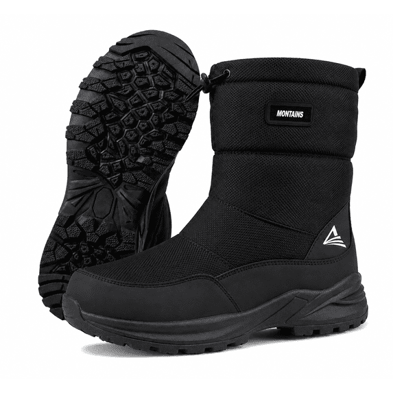 XQJ Winter Boots for Men Women Cold Proof Insulated Winter Snow Boots Anti-Slip Faux Fur Lined Insulated Winter Shoes Black 10
