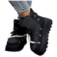 thumbnail image 1 of Snow Boots for Women Casual Suede Low Top Winter Slip on Loafers Comfy Plush Warm Thick Soft Sole Outdoor Walking Shoes Black Size 7, 1 of 5