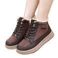 thumbnail image 1 of Snow Boots for Women Casual Winter Fuzzy Lace up Walking Shoes Comfortable Platform High Top Sneakers Brown Size 5.5, 1 of 7