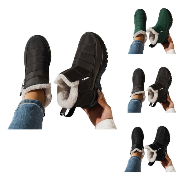 Snow Boots for Women Faux Fur Warm Winter Ankle Boots Slip On Non Slip Cozy Outdoor Plus Size Shoes