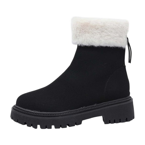 Snow Boots for Women,Plus Size Winter Boots Lined Short Outerwear Footwear for Women Cold Weather Comfort,Winter Boots for Women,Black,9