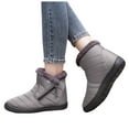 thumbnail image 1 of Snow Boots for Women Plush Warm Zipper High Top Flat Winter Booties Soft Sole Winter Outdoor Walking Shoes, 1 of 4