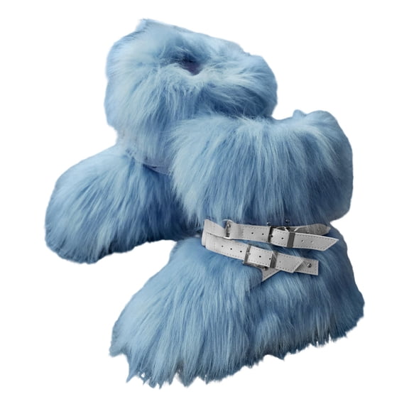 Snow Boots for Women,Punk Style Studded Furry Boots With Built In Height And Shearling Insulation,Winter Boots for Women,Light Blue,7