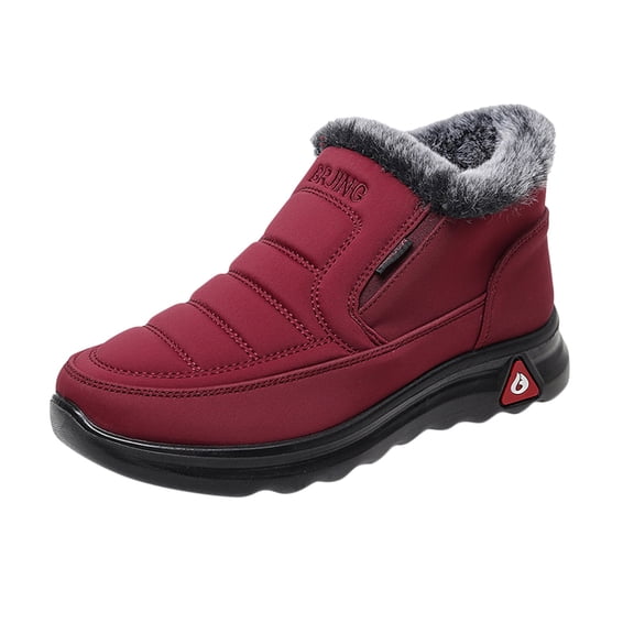 Snow Boots for Women,Thermal Winter Boots for Women Cozy Flat Heel On Breathable Casual Fashion Footwear,Winter Boots for Women,Wine,8