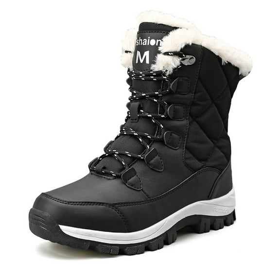 Snow Boots for Women Waterproof Mid-Calf Booties Winter Hiking Boot Durable Warm Fur Lined Boot Anti-slip Warm Climbing Shoes Walking, Cold Weather