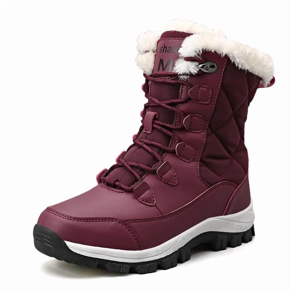 Snow Boots for Women Waterproof Mid-Calf Booties Winter Hiking Boot Durable Warm Fur Lined Boot Anti-slip Warm Climbing Shoes Walking, Cold Weather