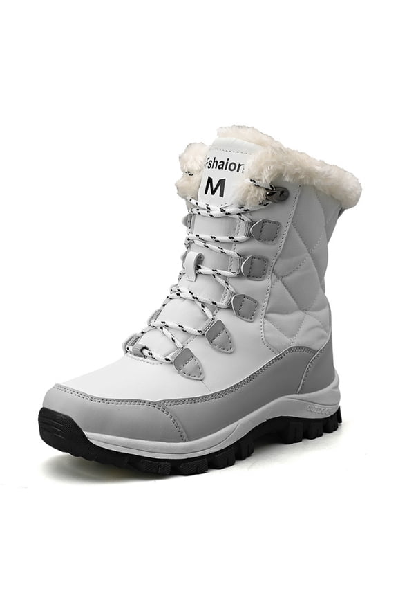 Snow Boots for Women Waterproof Mid-Calf Booties Winter Hiking Boot Durable Warm Fur Lined Boot Anti-slip Warm Climbing Shoes Walking, Cold Weather