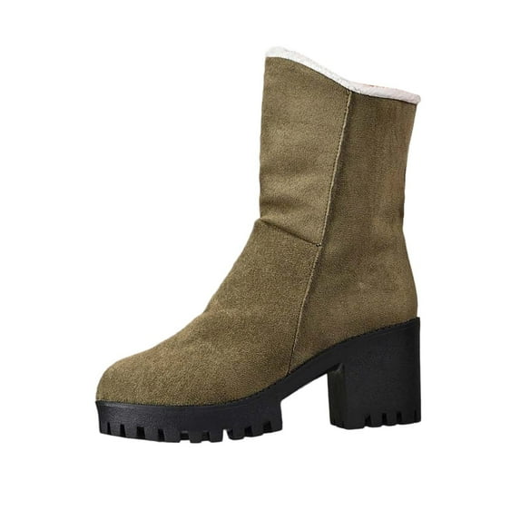 Snow Boots for Women,Winter Platform Boots Heel Insulated On Cold Weather Footwear for Women Outdoor Activities,Winter Boots for Women,Army Green,6.5