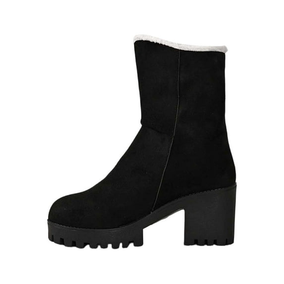Snow Boots for Women,Winter Platform Boots Heel Insulated On Cold Weather Footwear for Women Outdoor Activities,Winter Boots for Women,Black,6