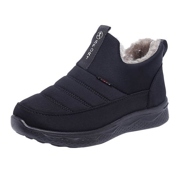 Snow Boots for Women,Women Winter Boots High Top Velvet Flat Bottom Warm Cold Weather Outdoor Comfortable Traction,Winter Boots for Women,Black,7.5