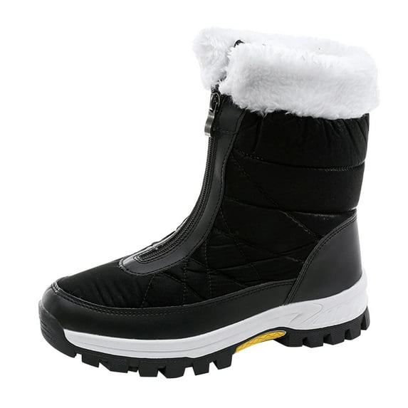 Snow Boots for Women,Women Winter Flat Boots with Zipper Closure for Warmth and Comfortable All Day Wear,Winter Boots for Women,Black,6.5