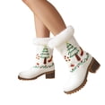 thumbnail image 1 of Snow Boots for Women Xmas Tree Embroidery Casual Suede Plush Mid Calf Lug Sole Stacked Heel Long Boots Winter Holiday Christmas Dress Booties, 1 of 6