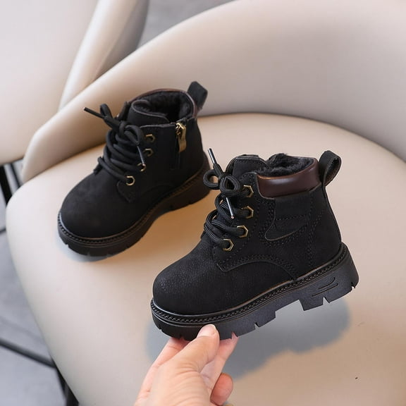 Snow Boots for Youth Winter Solid Color Insulated Yellow Design Anti-Slip Soft Leather Ankle Height Warmth Casual Wear