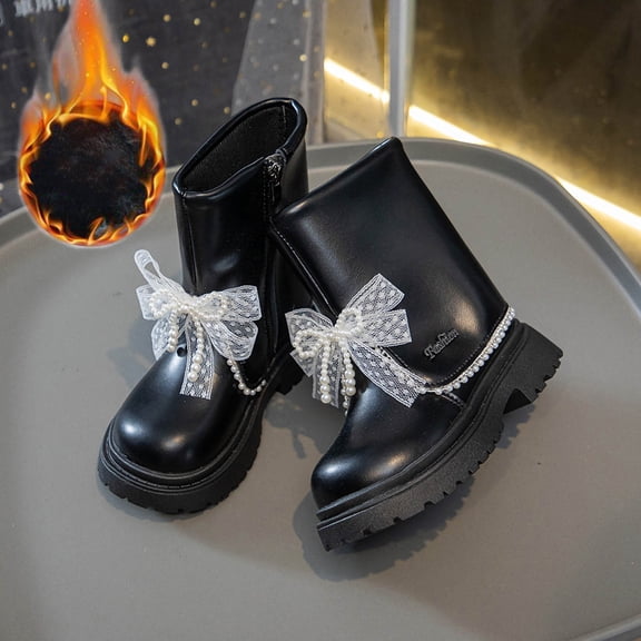 Snow Boots for Youth Winter with Mid-Calf Height Fleece Lining and Non-Slip Sole for Warmth and Safety