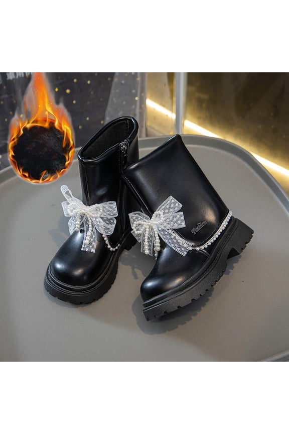 Snow Boots for Youth Winter with Mid-Calf Height Fleece Lining and Non-Slip Sole for Warmth and Safety