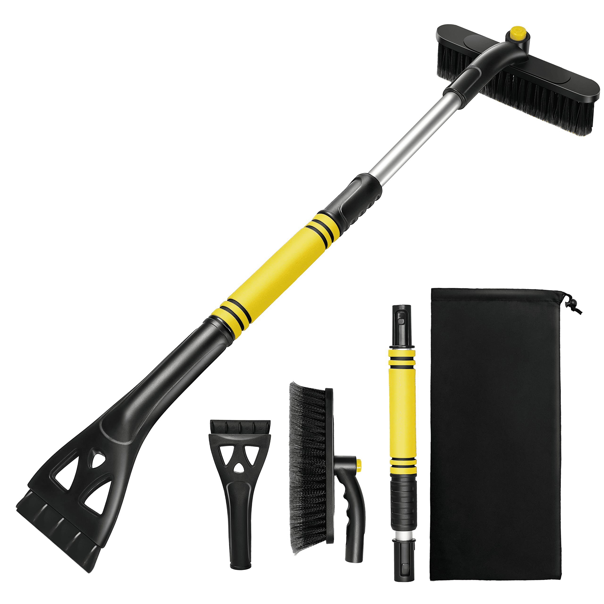 Epltion 57 Extendable Snow Removal for Car, 3 in 1 Ice Scrapers and Snow  Brush with Squeegee for Car Windshield with Foam Grip and 270° Pivoting  Brush Head for… in 2023