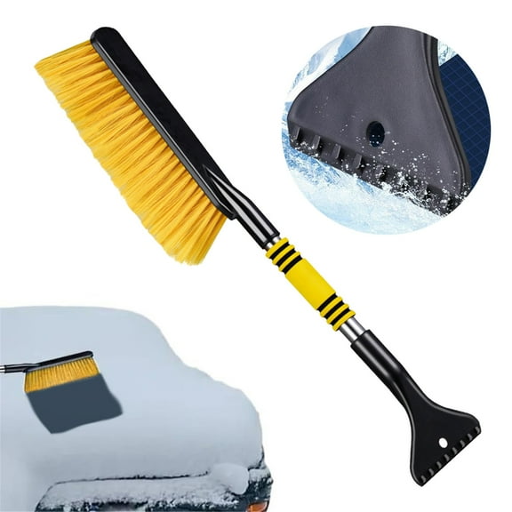 Snow Brush For Car，Extendable Snow Brush & Ice Scraper For Car Windshield – Telescoping Handle, Scratch-Free Bristles, Foam Grip, For Cars, Trucks & Suvs