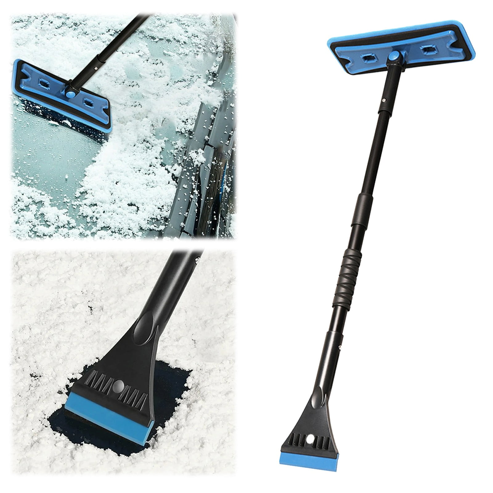2-in-1 Extendable Snow Brush And Ice Scraper - 37.4 Inch Telescoping Car Cleaner