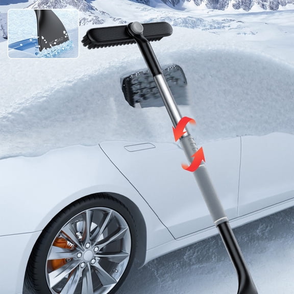 Snow Brush and Ice Scraper for Car Windshield Extendable Snow Removal 360° Pivoting Vehicle Winter Shovel Brush Snow Scraper with Long Handle for Car SUV Trucks