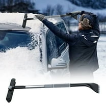Snow Brush And Ice Scraper，Long Snow Brush For Suv, Extendable Ice Scraper And Brush With Foam Grip, 360° Pivoting Snow Car Brush For Truck Auto Jeep Rv Vehicle Windshield Window（Grey)