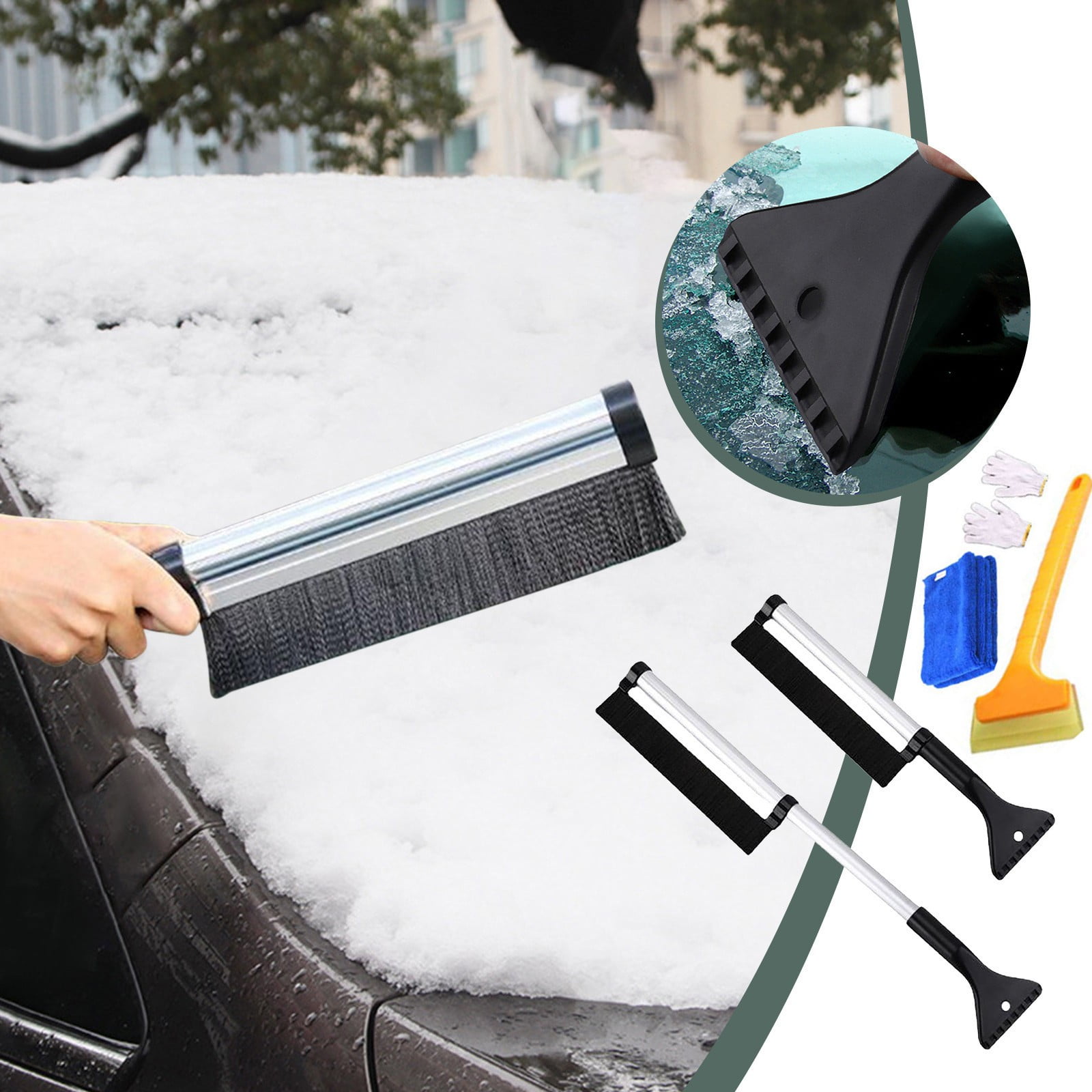 Snow Brush & Ice Scraper, Ice Scrapers for Car Windshield, Detachable
