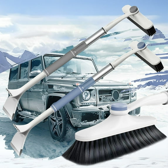 Snow Brush for Car, Snow Brush and Ice Scrapers Detachable Pivoting, Soft Bristle Head, Foam Grip, for Car,Trucks,or SUV Window & Windshield Tool