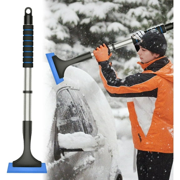 Snow Brush for Car Window, Extendable Ice Scraper with Soft Foam Grip for Windshield Snow Removal, Non-Scratch Design for Cars, SUVs and Trucks